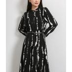 シャツワンピース シフォンプリントハーフシャツワンピース