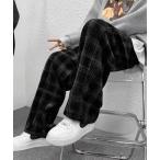 パンツ チェック柄 ルーズシルエット ストレートイージーパンツ メンズ レディース