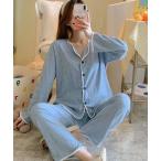 パジャマ ルームウェア パイピングセットアップ ルームウェア 上下2点セット レディース