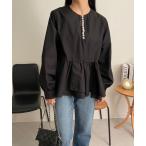 tシャツ パールペプラムブラウス レディース