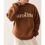 ニット ダブルジャガードロゴシャギーニットクルーネック