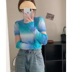 ニット セーター アームウォーマ付きグラデーションニットトップス レディース