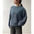 ショッピングラメ ニット セーターシャギー切替ゆるニット レディース