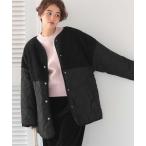 ダウンコート ダウンジャケット ボア切替キルティングショートコート レディース