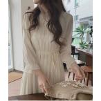 ショッピングシフォン ワンピース 長袖シフォンプリーツワンピース