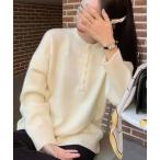 ニット セーター ヘンリーネックニットセーター レディース