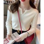 ニット セーター キーネックニットトップス レディース