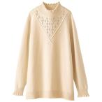 ショッピングベルーナ ニット セーター アンゴラ入り透かし編ニットプルオーバー レディース