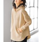 パーカー キルト刺しゅうハーフジップアップパーカー レディース