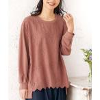 tシャツ モチーフレース使い袖タックプルオーバー レディース