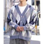 カーディガン 「MinoirTY」」アーガイル柄ビッグシルエットカーディガン ニット メンズ オーバーサイズ ルーズフィット 秋服 メンズ レディース