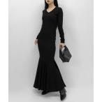 ショッピングワンピ ワンピース 「LVEU.」リブマーメイドロングワンピース / ワンピース ワンピ ロング マーメイド フレア リブ ニット タイト ブラック