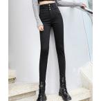 ジーンズ デニム デニムパンツ レディース 裏起毛ハイウエストベーシックスキニーデニムパンツ 冬 レディース