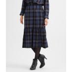 スカート 「セットアップ対応」「ウォッシャブル」ボタニーチェックティアードスカート