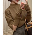 ニット セーター アームウォーマー付きリブニット レディース