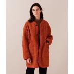 ムートンコート ボアコート LONGLINE COLLARLESS SHERPA JACKET WOMENS / ロングライン カラーレスシャーパジャ