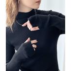 ニット セーター 「mily bilet」さりげない洒落感。指抜きハイネックリブニット レディース
