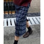 ショッピングミモレ丈 スカート 大人チェック柄バックスリットタイトスカート ミモレ丈