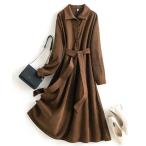 シャツワンピース 「SETUP7」リボンベルトスプレッドカラーロングシャツワンピース SCCH266