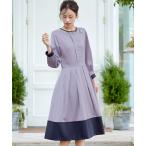 ワンピース キーネックフレアワンピース