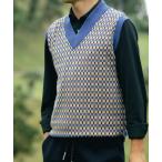  лучший жилет блок проверка V шея вязаный лучший / V-NECK KNIT VEST BLUE мужской женский 