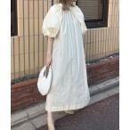 ワンピース 2wayパフスリーブロングワンピース -手洗い可-