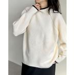 ショッピングリエディ ニット セーター アルパカタッチハイネック起毛配色ニットボリュームスリーブトップス レディース