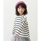 tシャツ 肩フリル 先染めボーダー ストレッチ 長袖Tシャツ キッズ 子供服 女の子