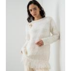 ニット セーター スパンコールフリンジプルオーバー レディース