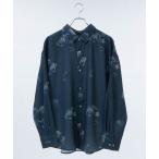 シャツ 「a」ナチュラルストレッチ バルーンスリーブ サイドスリット 長袖総柄シャツ メンズ レディース