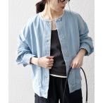 ジャケット Gジャン レディース SHIPS any:「洗濯機可能」ノーカラー デニム ブルゾン「SHIPS any DENIM」