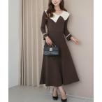 ワンピース アシメカラー クラシカル ニット ワンピース le reve vaniller