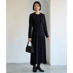 セットアップ 「喪服・礼服・WEB限定」ベルト付きノーカラージャケット・ロングワンピース 2点セット ブラックフォーマルアンサンブル レディース