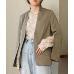 セットアップ 「セットアップ可能」袖スリットジャケット レディース