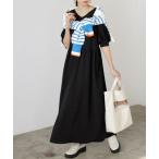 ワンピース ワッシャー素材パフスリーブワンピース