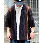 カーディガン 「JaVaジャバ コラボ」レトロヴィンテージ。メッシュ編みニットポロカーディガン メンズ レディース