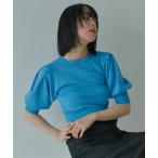 ニット セーター パフスリーブショートニットトップス レディース