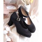 パンプス 6.5cmチャンキーヒールストラップ美脚パンプス