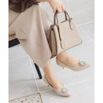 パンプス ポインテッドトゥビジューバックルモチーフパンプス