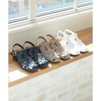 サンダル レディース スクエアトゥヒールグルカサンダル