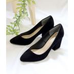 パンプス ポインテッドトゥ8cmチャンキーヒールパンプス