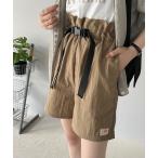パンツ 「JaVa ジャバコラボ」大人のミニ。バックルベルトショートパンツ レディース
