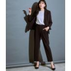 ショッピングスーツ セットアップ 「洗える」タテヨコストレッチテーラードパンツスーツ（ジャケット＋９分丈テーパードパンツ） レディース