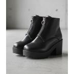 ブーツ 軽量厚底 8cmチャンキーヒール ショートブーツ レディース