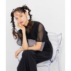 パンツドレス ドットチュール×オールインワン/カシュクールデザイン