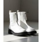 ブーツ +5cm 軽量厚底 スクエアトゥ フロントジップ ショートブーツ レディース メンズ