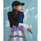 ニット セーター フレア袖配色プルオーバーリブニット レディース