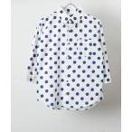 シャツ ブラウス 日本製ブロード水玉ボタンダウン七分袖シャツ
