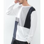 tシャツ ストライプミックス切り替えロンT メンズ