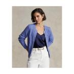 カーディガン ケーブルニット コットン クルーネック カーディガン レディース